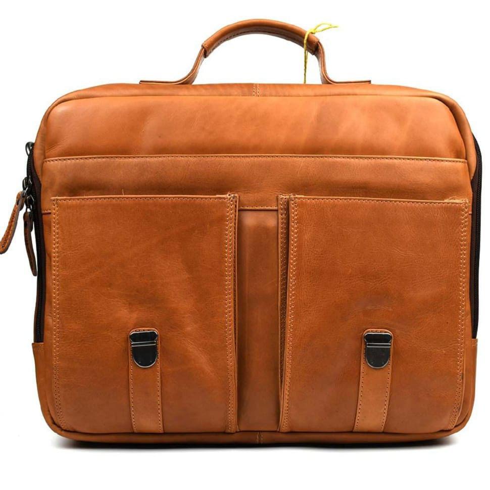 Большая кожаная сумка для ноутбука 17 дюймов Hill&Burry HB3237B — 4