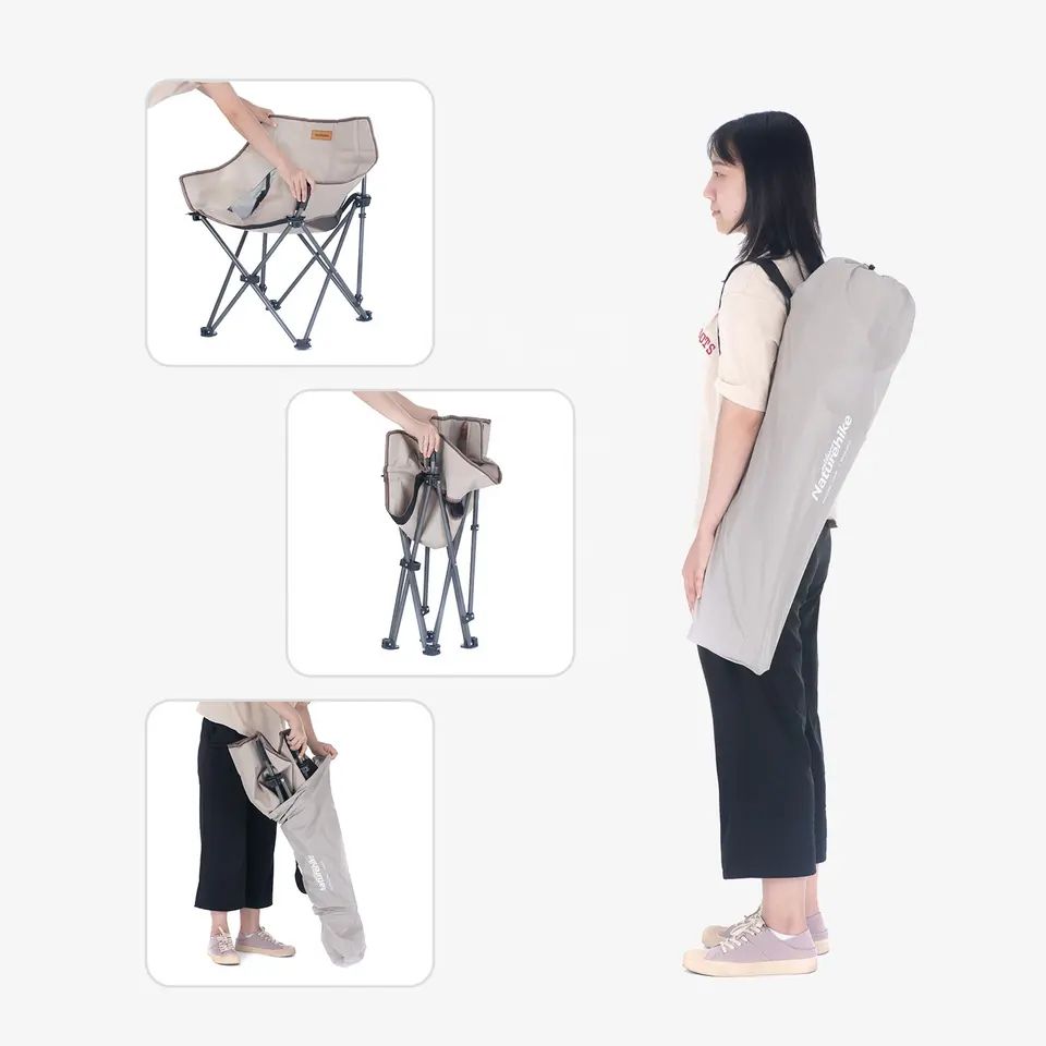 Крісло складане Naturehike NH20JJ022 600D Oxford Cotton / сталь, чорний — 3