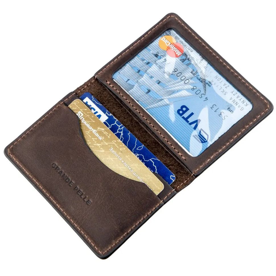 Обложка на ID паспорт автодокументы права, шоколад Grande Pelle 211120 — 3