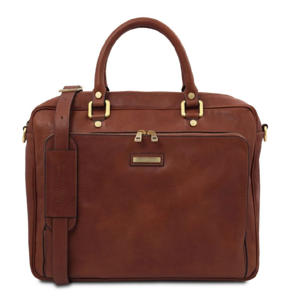 Pisa Кожаный портфель для ноутбука с передним карманом Tuscany TL142427 (Коричневый)