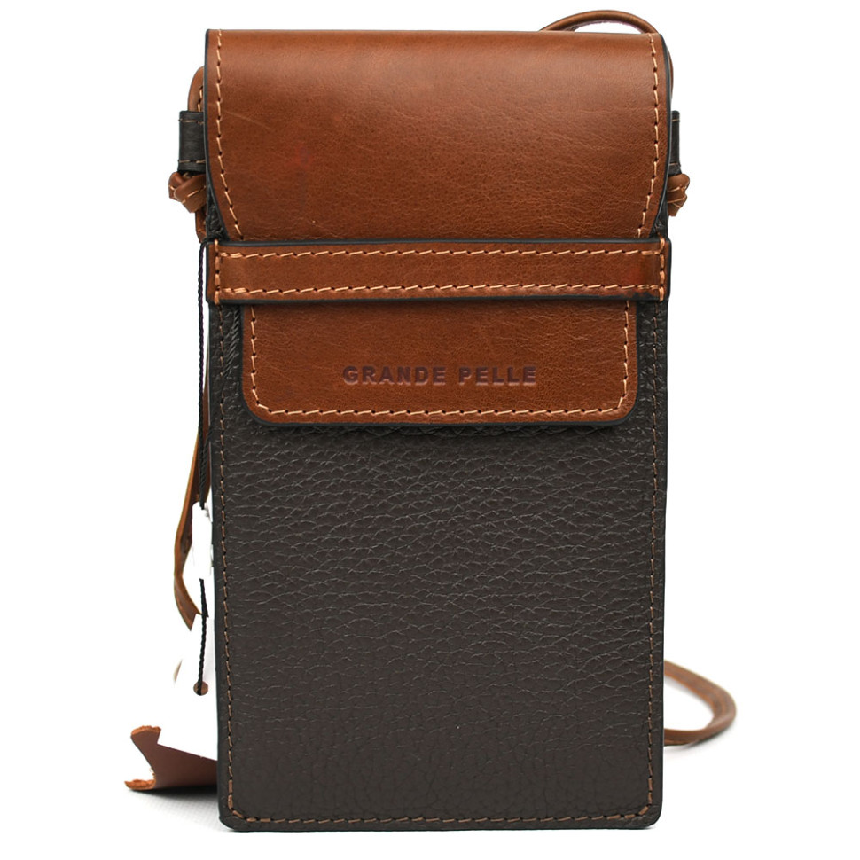 Мини сумка чехол для телефона, панч Grande Pelle 70372023 комбинированная — 2