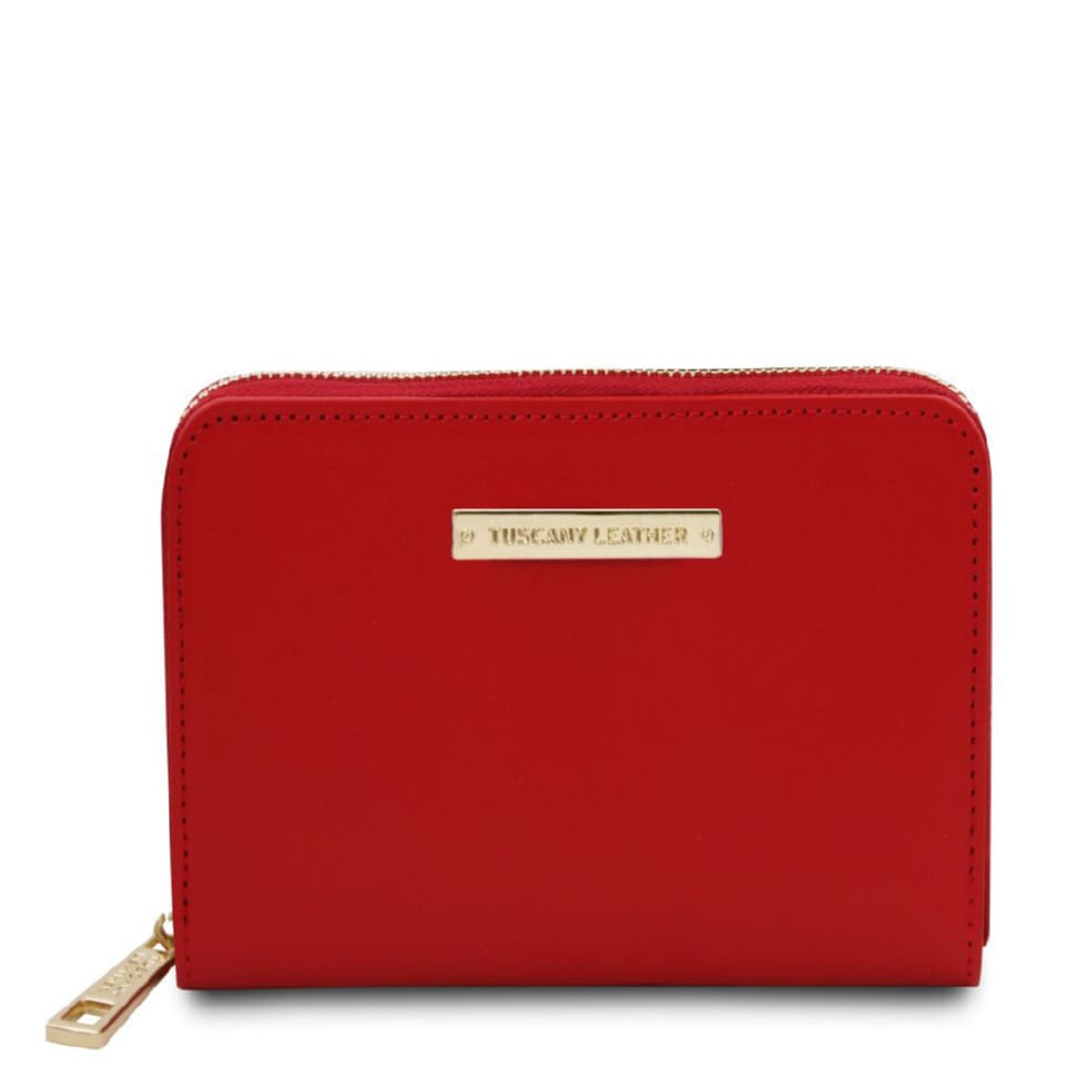 Кожаный кошелек на молнии Leda Exclusive Tuscany TL142320 (Lipstick Red)