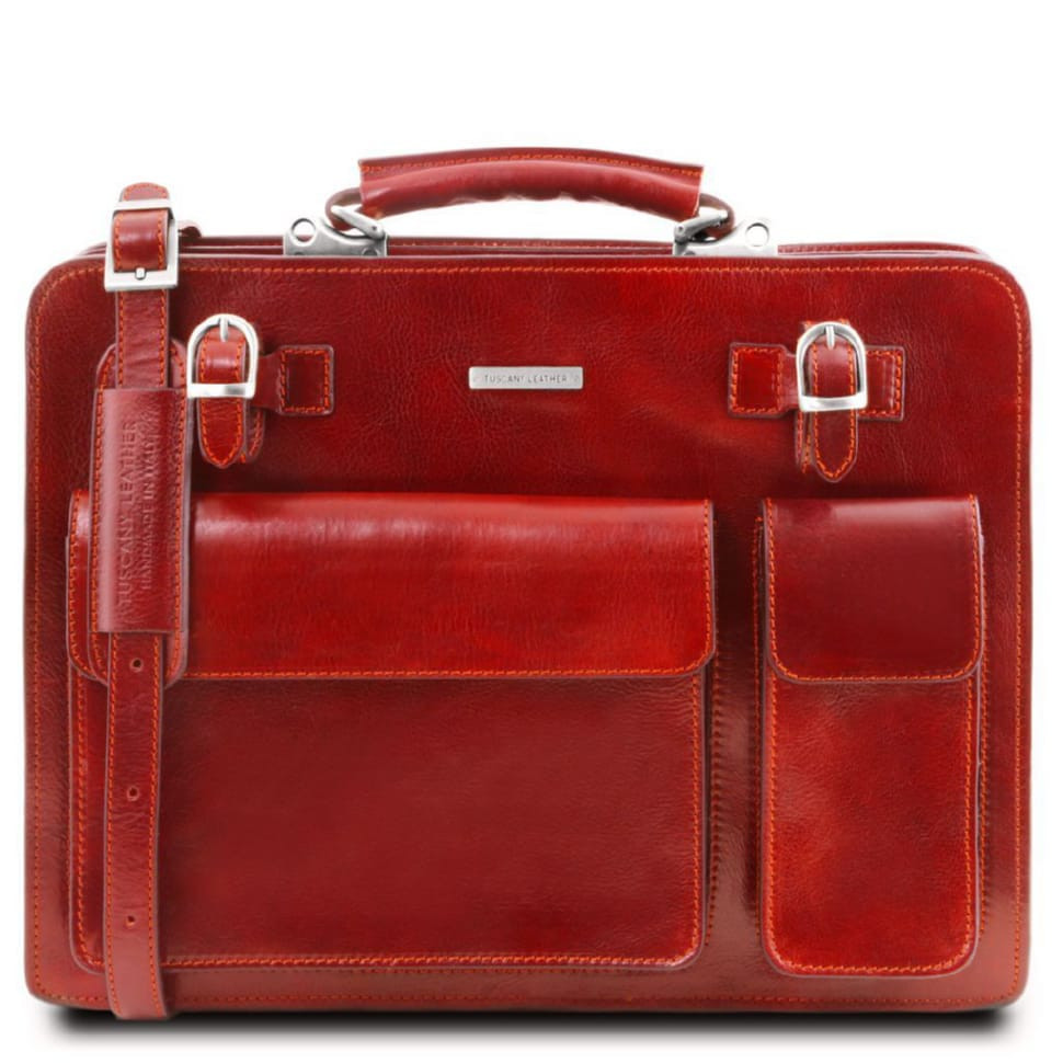 Мужской кожаный портфель 2 отделения Tuscany Leather Venezia TL141268 (Красный) — 2