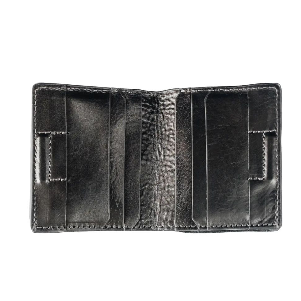Мужское кожаное портмоне бифолд с монетницей Grande Pelle 528610 черное — 2