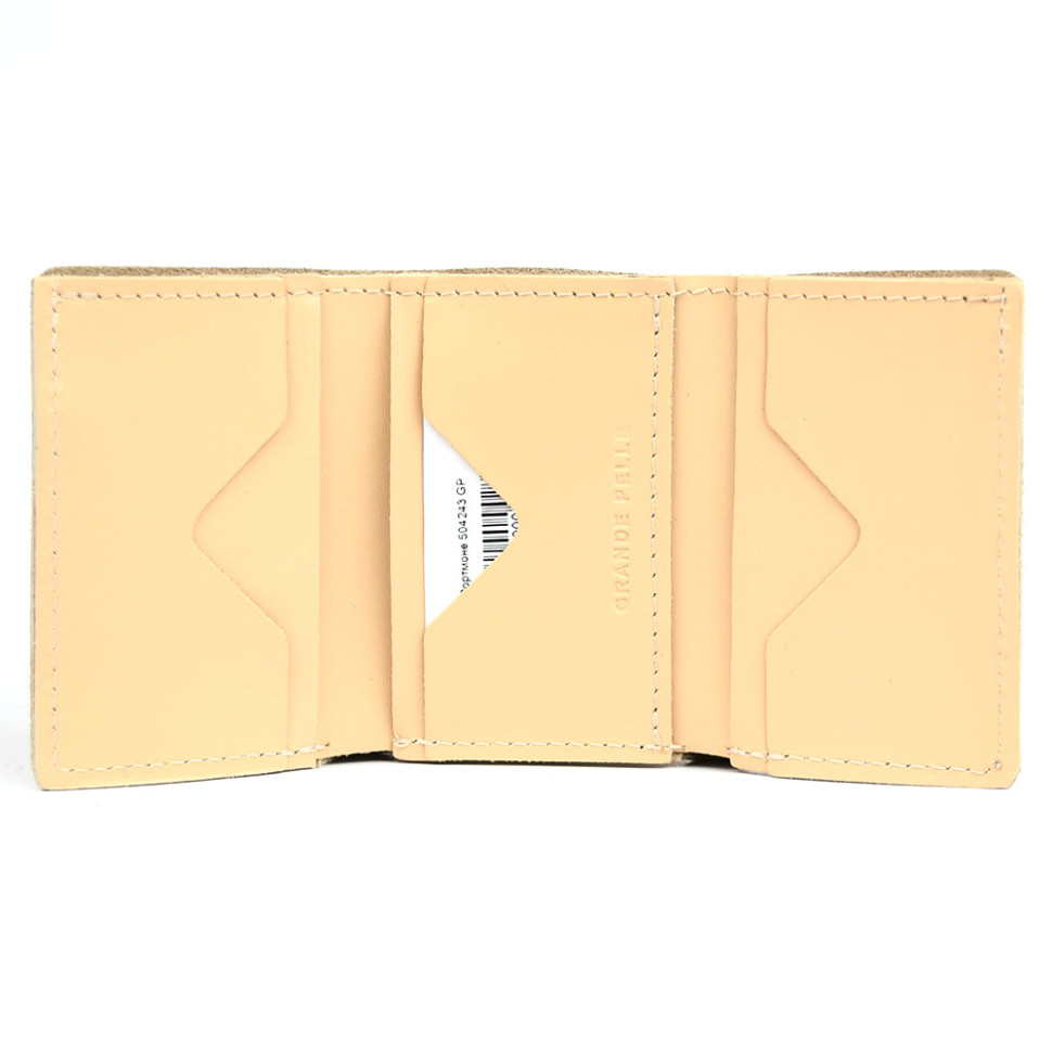 Портмоне кожаное, глянец, бежь Grande Pelle 504243 — 2