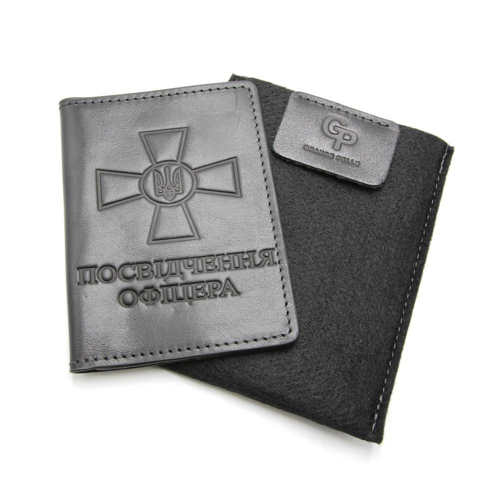 Кожаная обложка Удостоверение офицера Grande Pelle 259610 черная — фото 1