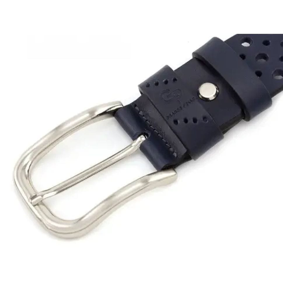 Кожаный ремень Casual, синий перфорация Grande Pelle 431012308 — 4