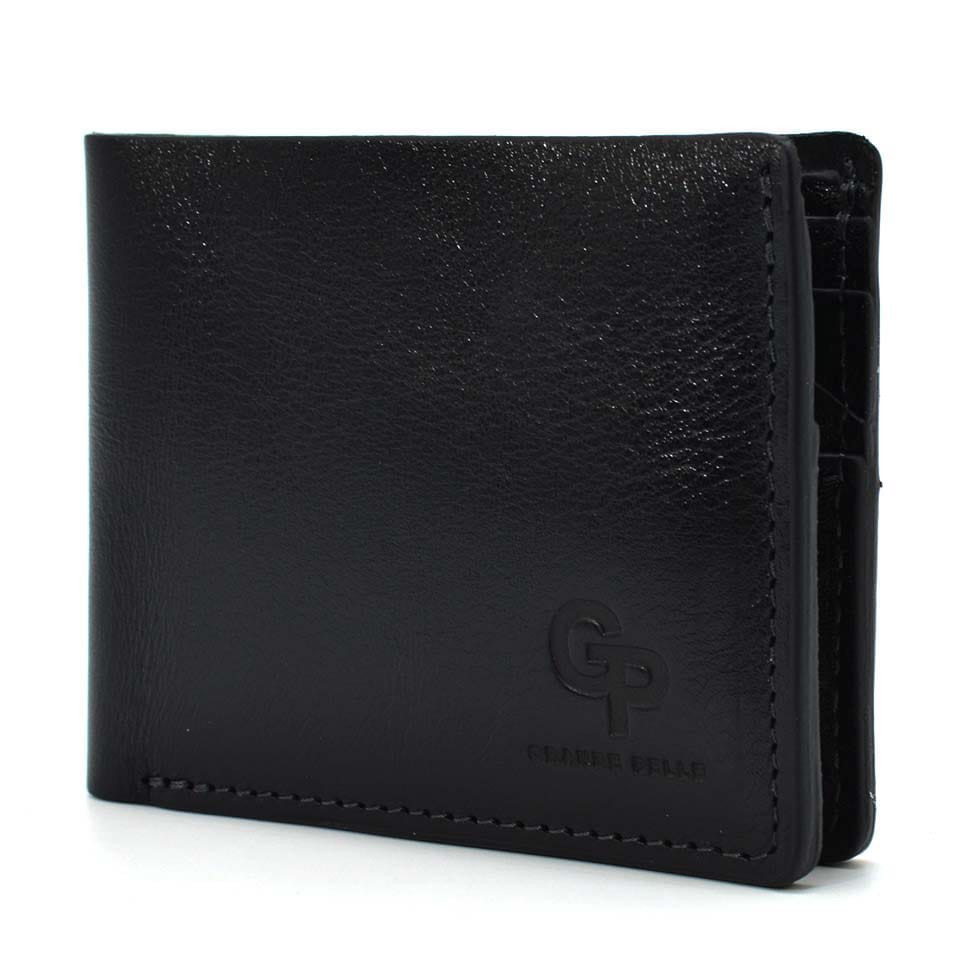 Мужское кожаное портмоне черное глянцевое Grande Pelle 508610 — 3
