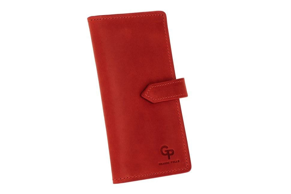 Портмоне женское с хлястиком красное Grande Pelle 523160 — 3