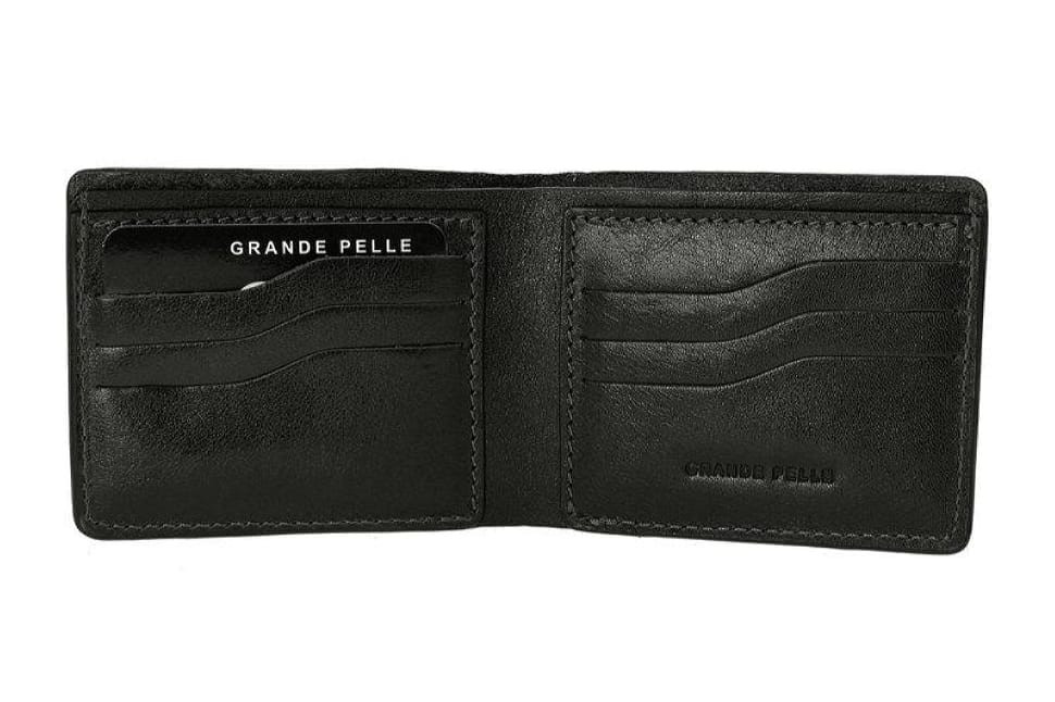 Портмоне Grande Pelle Onda 507610 глянцевая шкіра чорний — 4