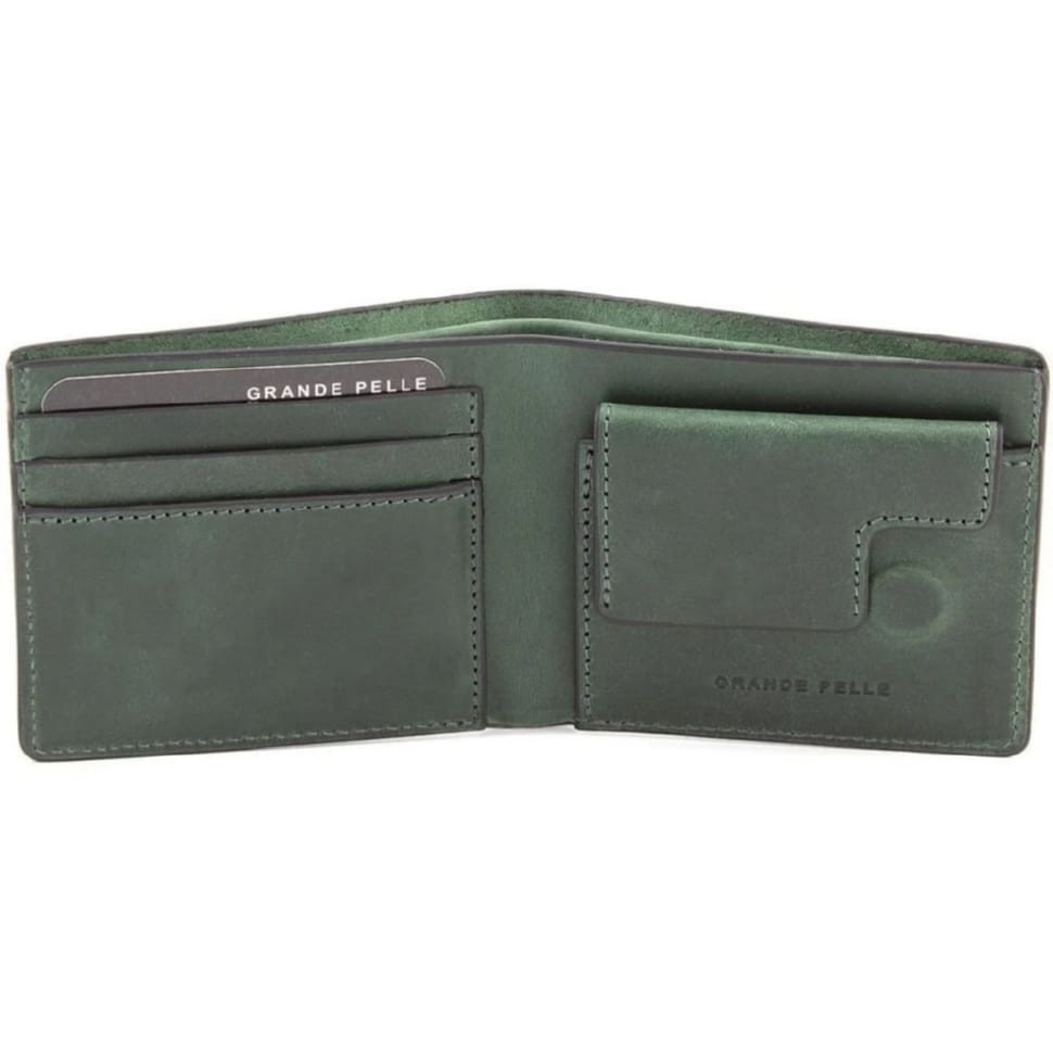 Портмоне мужское кожаное Grande Pelle 505191 зеленое — 2