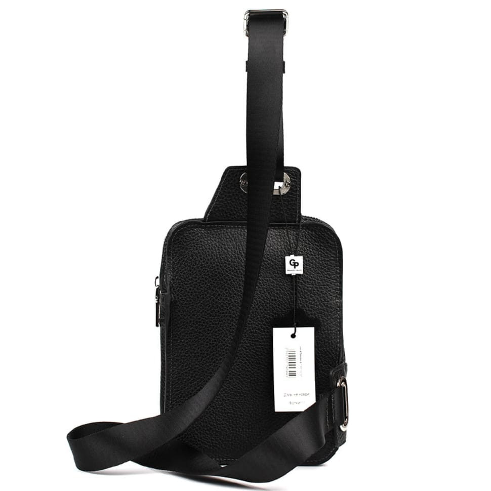 Мужская кожаная сумка-слинг в чёрном цвете Grande Pelle 739710 — 2