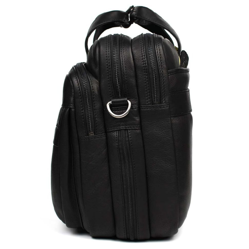 Большая кожаная сумка для ноутбука 17 дюймов Hill Burry HB4075A черная — 4