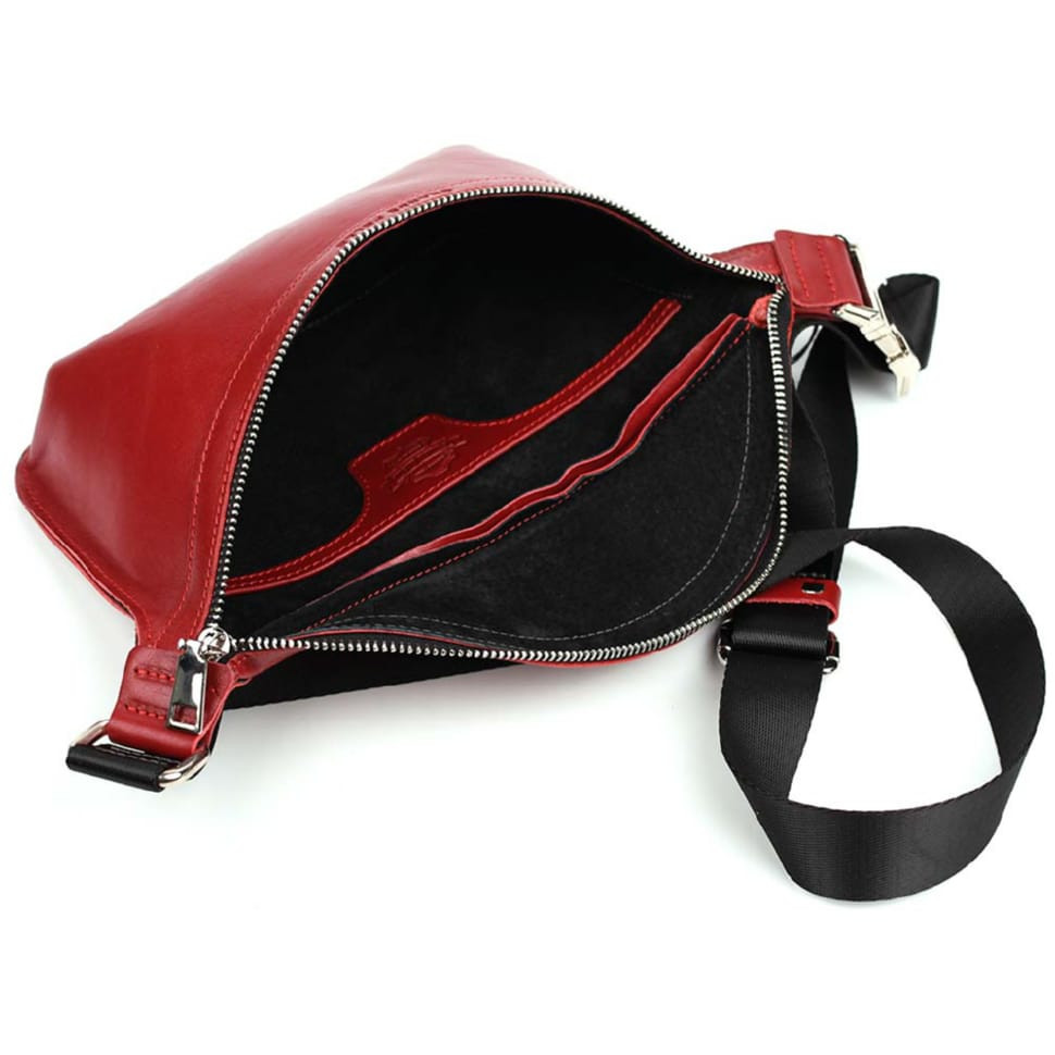 Кожаная напоясная сумка Grande Pelle 743660 красная — 2