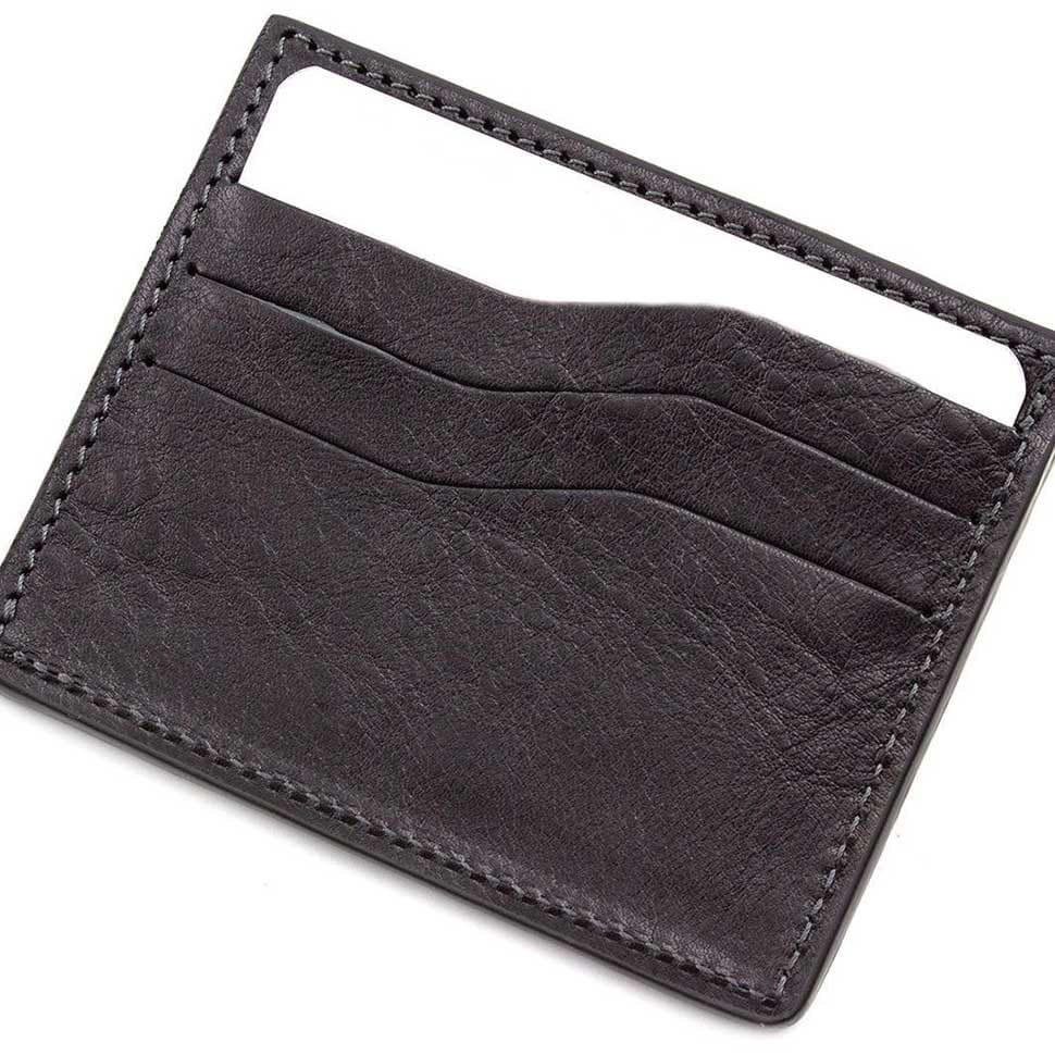 Кардхолдер Grande Pelle 305610 100х80мм глянцевая черная кожа — 4