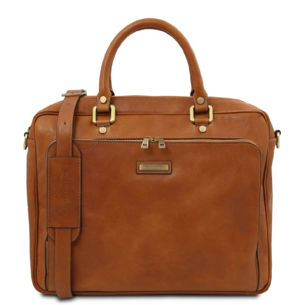 Pisa Кожаный портфель для ноутбука с передним карманом Tuscany TL142427 (Телесный)
