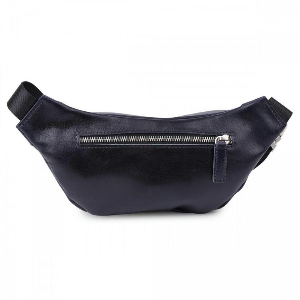 Кожаная сумка на пояс бананка Grande Pelle 741670 синяя — 3