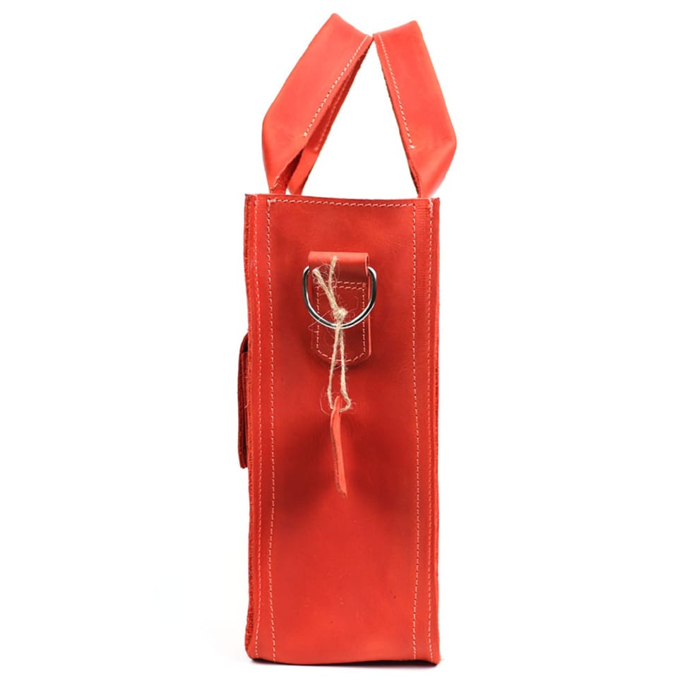 Сумка портфель кожаная для документов ноутбука LIMARY lim-380RR красная — 4