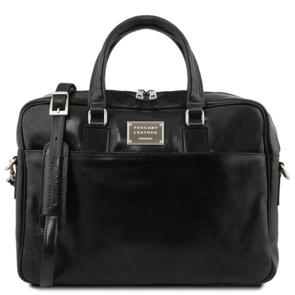 Кожаный портфель для ноутбука с передним карманом Tuscany Leather Urbino TL141241 (Черный) — 2