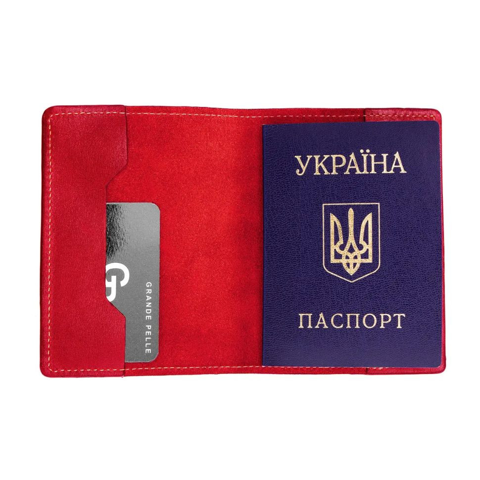 Кожаная обложка на паспорт Grande Pelle 252660 красная — 3