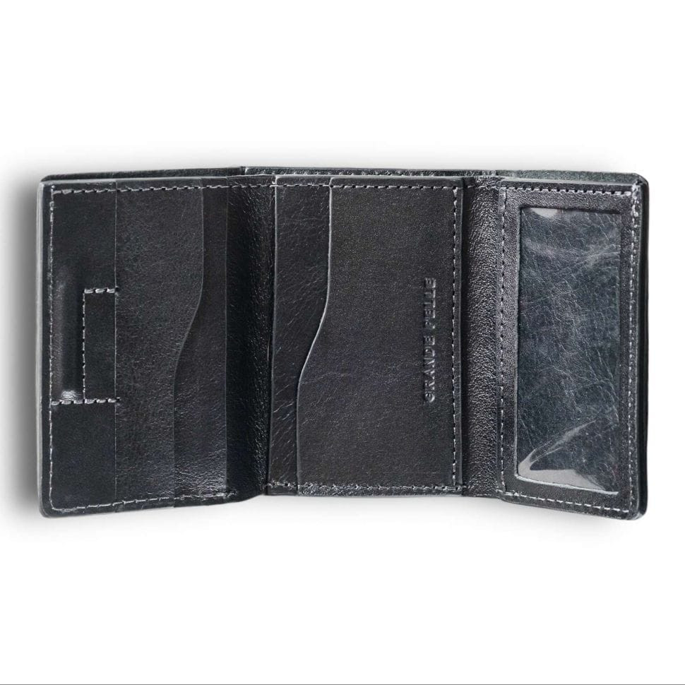 Женский небольшой кожаный кошелек Grande Pelle 503610 черный — 2