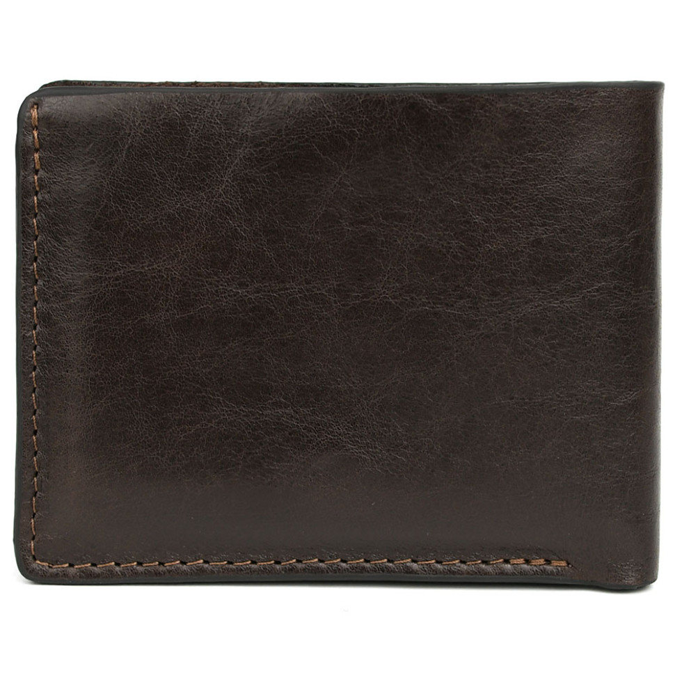 Мужское кожаное портмоне на магните коричневое Grande Pelle 508620 — 4