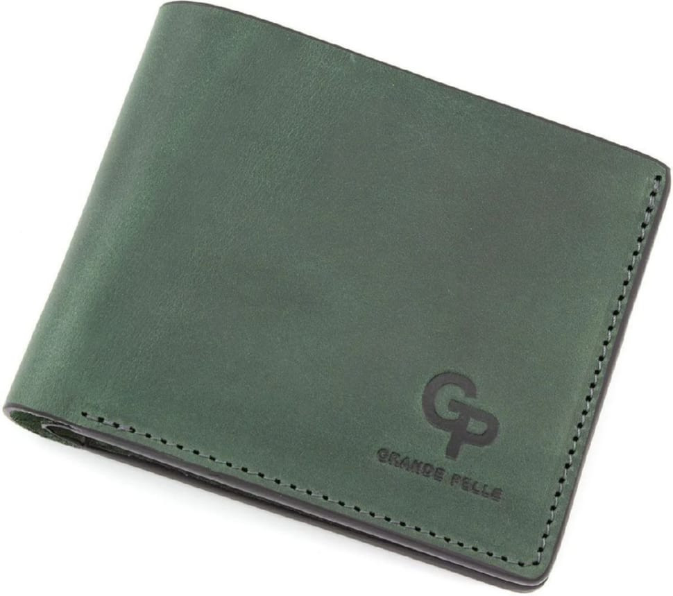 Портмоне мужское кожаное Grande Pelle 505191 зеленое — 4