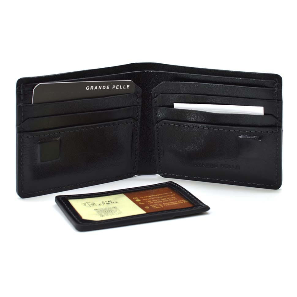 Мужское кожаное портмоне черное глянцевое Grande Pelle 508610 — 2