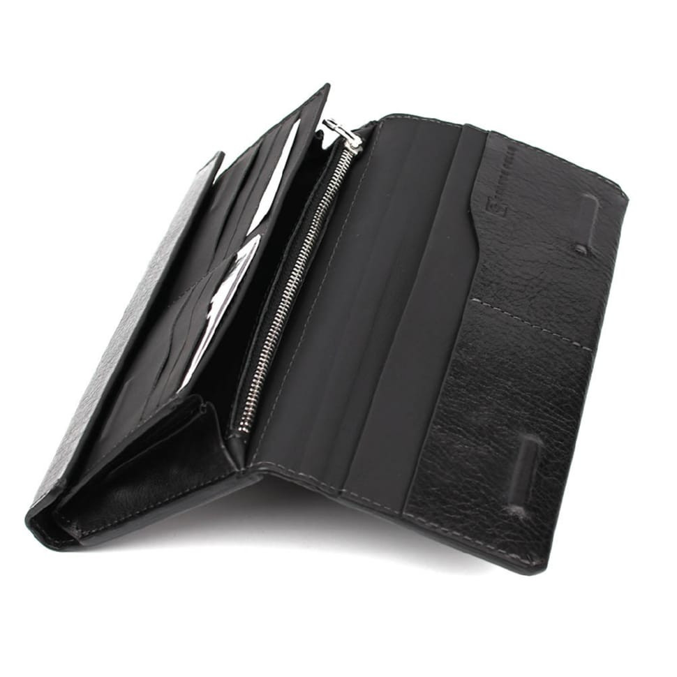 Кожаное портмоне глянцевая кожа черное Grande Pelle 552610 — 2