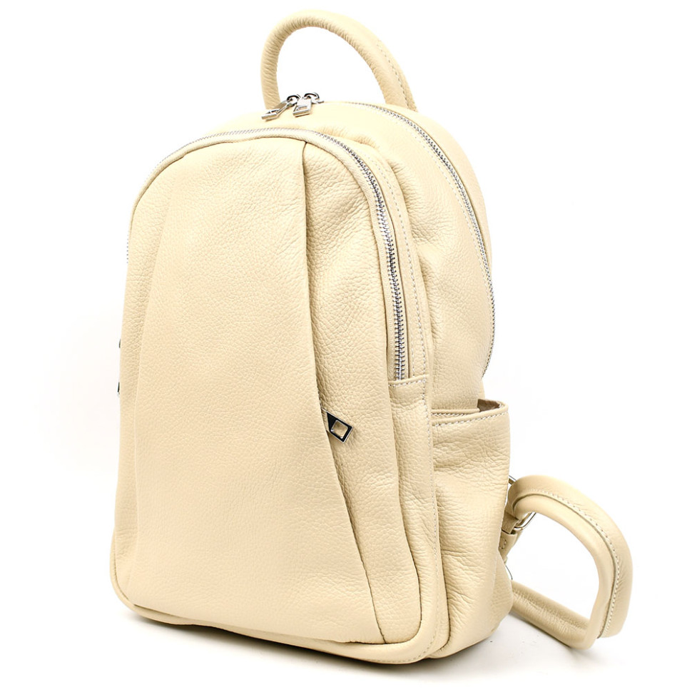 Кожаный женский рюкзак Virginia Conti Italy - 02443_beige бежевый