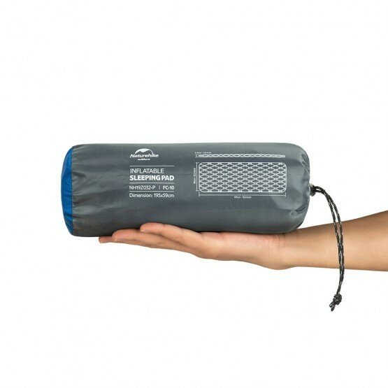 Матрац туристичний надувний одномісний Naturehike FC-10 NH19Z032-P 195x59x6.5 см, блакитний для кемпінгу — 2