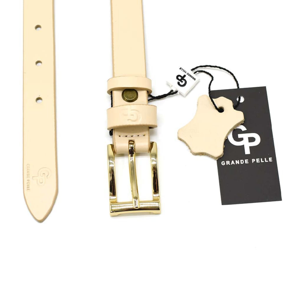 Ремень женский тонкий Grande Pelle 24370040033 в бежевом цвете — 2