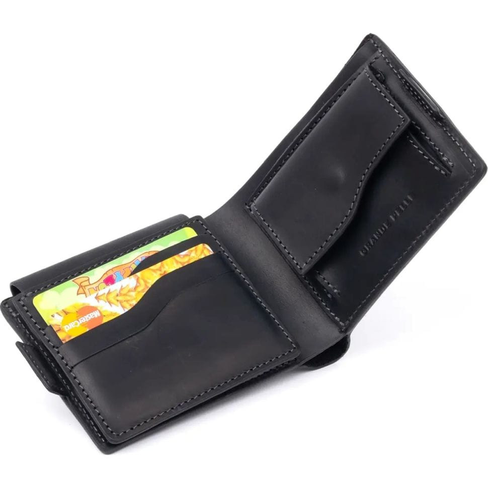 Кожаное портмоне Аmico Grande Pelle, черный крейзи хорс 515110 — 2