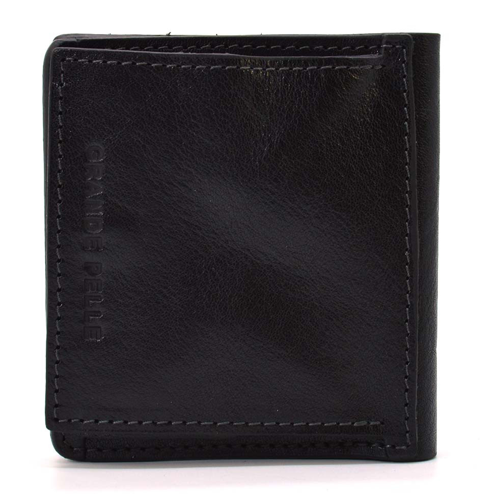 Мужское кожаное портмоне черное Grande Pelle 528410 — 4