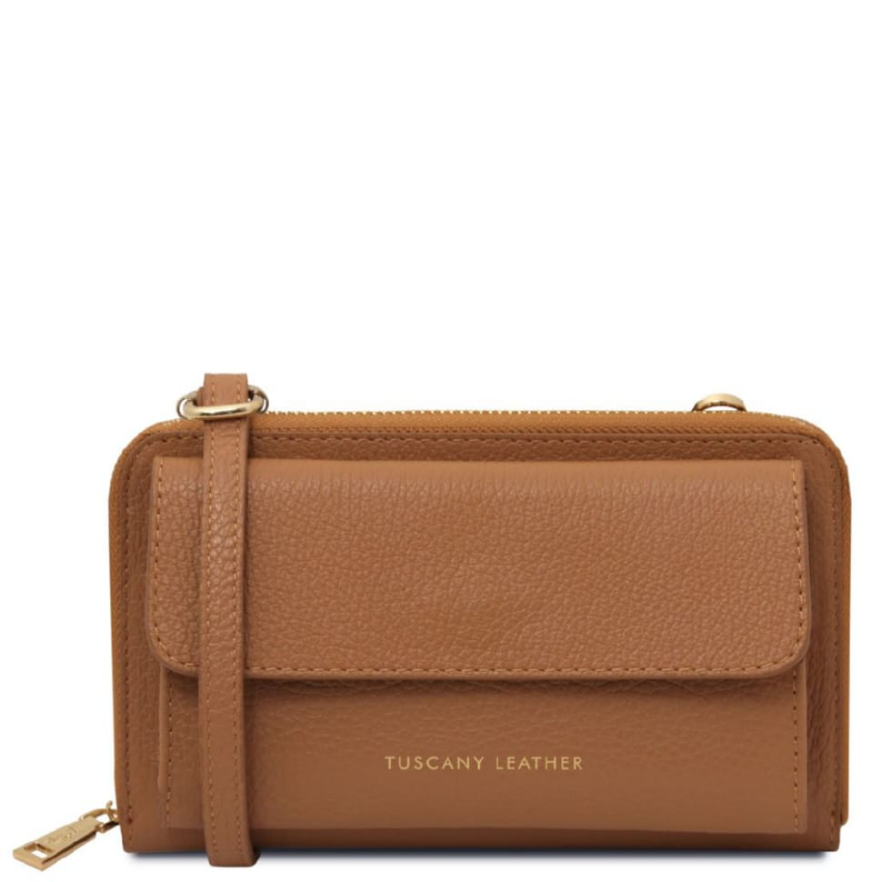 Кожаный  кошелек, сумка для телефона Urania Tuscany Leather TL142433 (Карамель) — фото 1