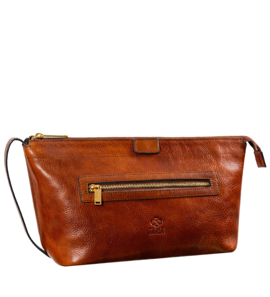 Женская кожаная косметичка Dopp Kit - Ragtime -  Коньячно-коричневый цвет - Time Resistance 5244301W — 2