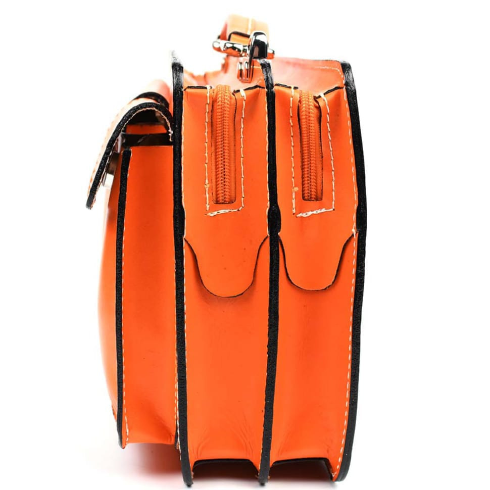 Женский кожаный портфель Firenze FR7007O оранжевый — 4