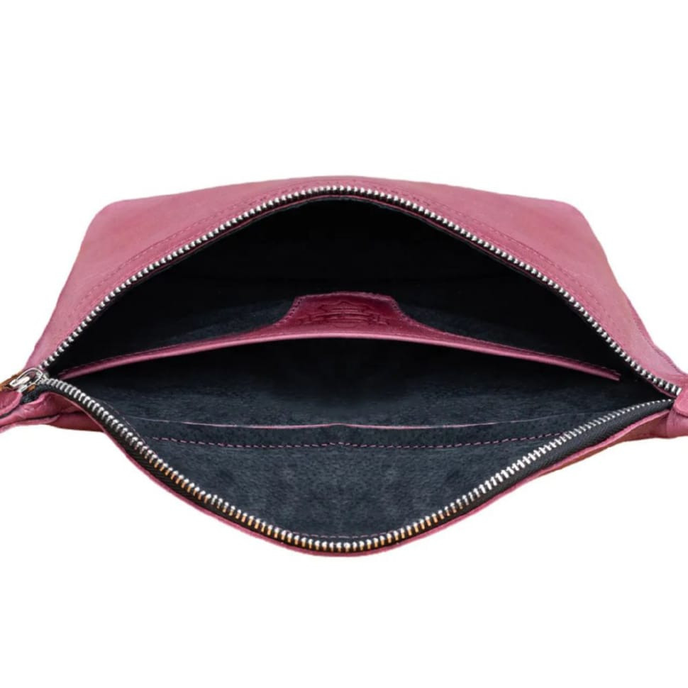 Кожаная напоясная сумка Grande Pelle 743661 бордовая — 2