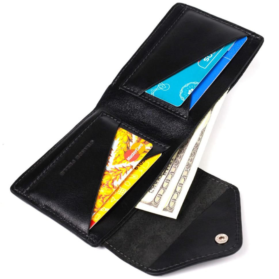 Мужское кожаное портмоне черное Grande Pelle 545610 — 4