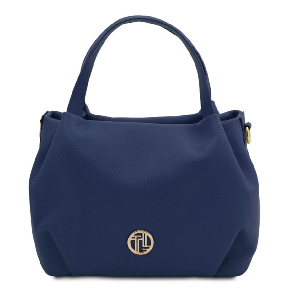 Женская кожаная мягкая итальянская сумка Nora Tuscany TL142372 (Темно-синий)