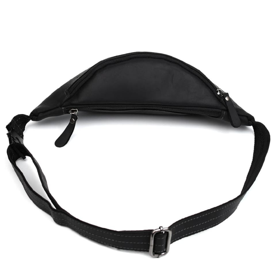 Кожаная сумка на пояс бананка LIMARY Lim-035RA черная — 4