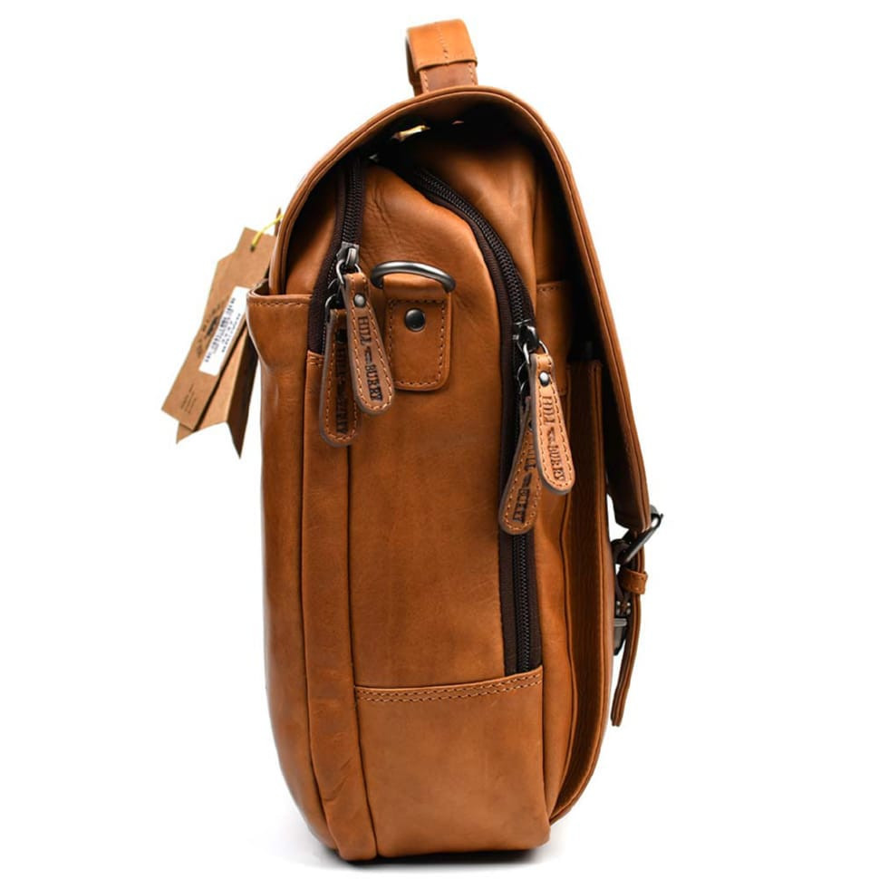 Большая кожаная сумка для ноутбука 17 дюймов Hill&Burry HB3237B — 3