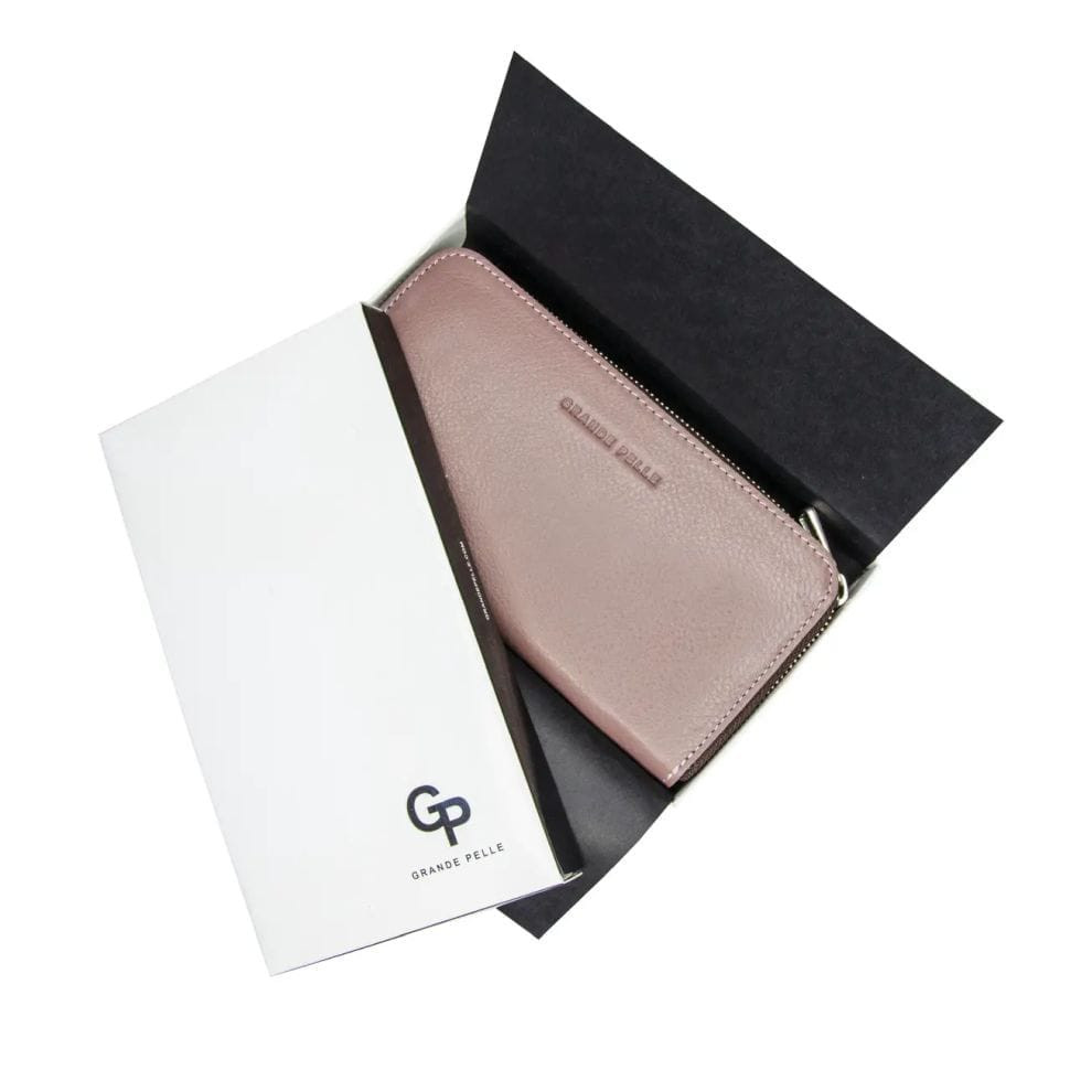 Портмоне на молнии Grande Pelle Serpente 532665 глянцевая кожа пудровое — 3