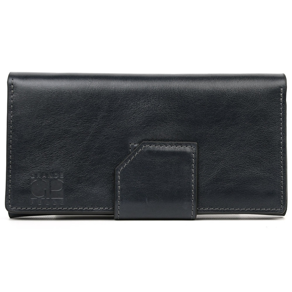Портмоне Grande Pelle 533670 глянцевая кожа синее