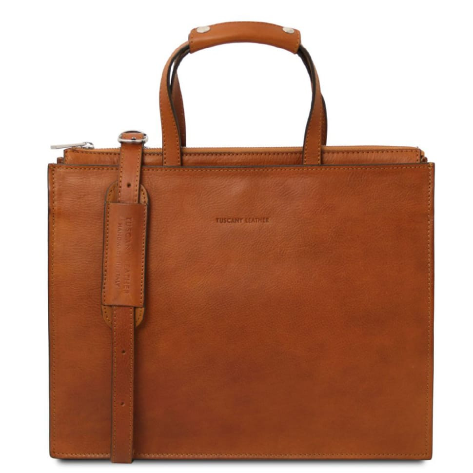 Женский портфель кожаный на три отделения Palermo Tuscany TL142452 (Телесный)