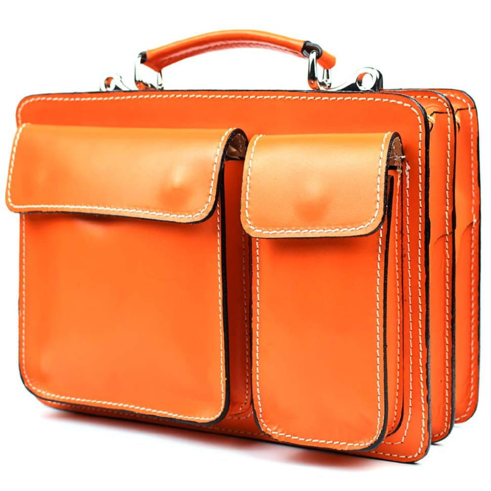 Женский кожаный портфель Firenze FR7007O оранжевый — 3