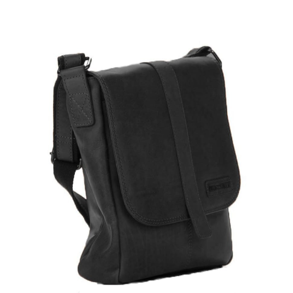 Кожаная сумка через плечо с клапаном черная Hill Burry HB3095A — 3