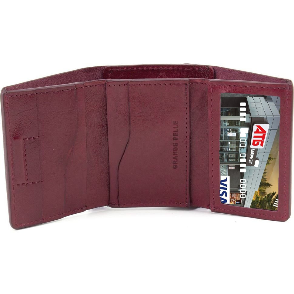 Женский небольшой кожаный кошелек Grande Pelle 503661 бордовый — 2
