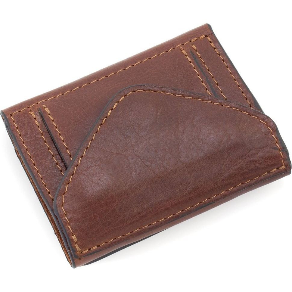 Женский небольшой кожаный кошелек Grande Pelle 503623 коньяк — 3