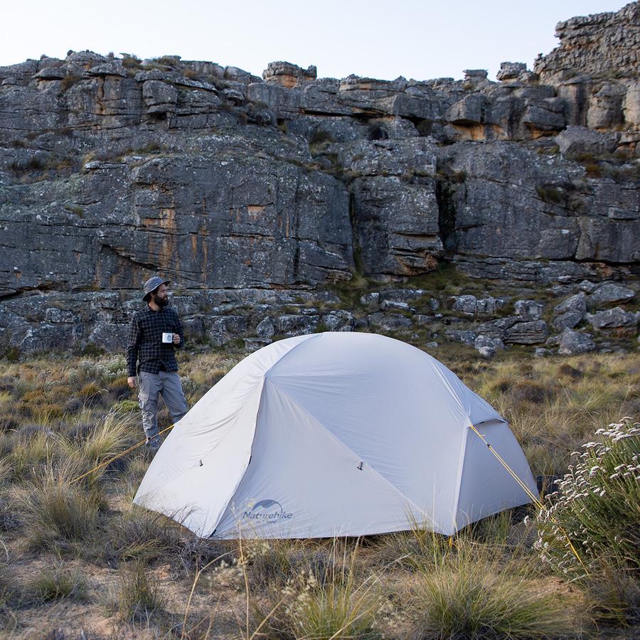 Намет надлегкий двомісний  з футпринтом Naturehike Mongar NH17T007-M, 20D, сiрий — 2